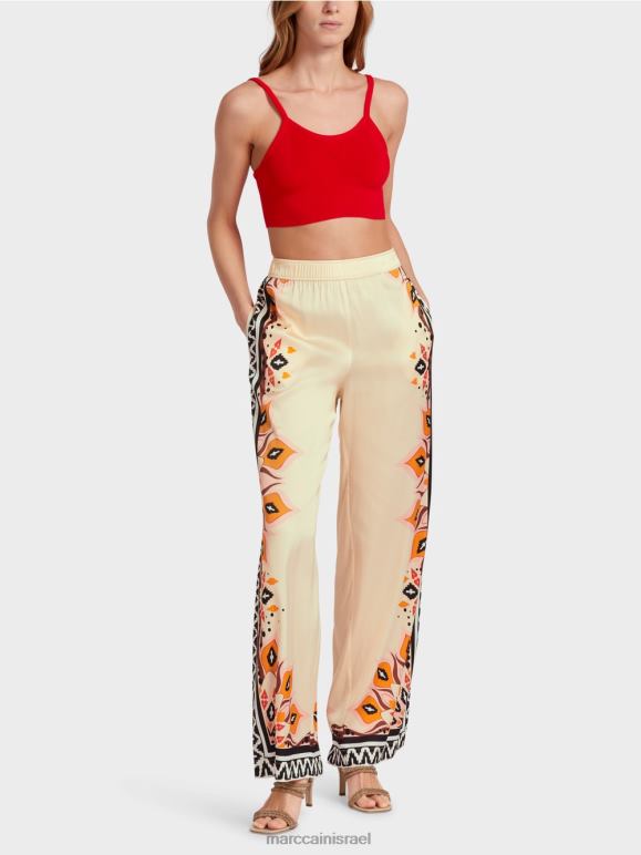 אדום עמוק Marc Cain מכנסי ויסקוזה עם דוגמאות מעורבות הַלבָּשָׁה 62FRR606