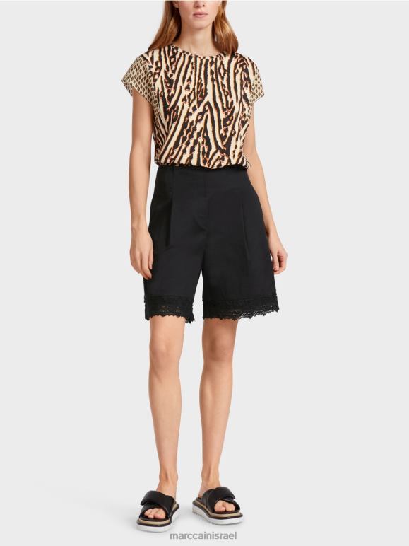 שָׁחוֹר Marc Cain מכנסיים קצרים עם שולי תחרה הַלבָּשָׁה 62FRR607