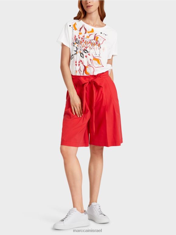 אדום עמוק Marc Cain מכנסיים קצרים בסגנון שקית נייר הַלבָּשָׁה 62FRR611