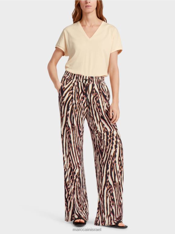 אדום עמוק Marc Cain מכנסיים קפלים עם חגורת מותן הַלבָּשָׁה 62FRR614