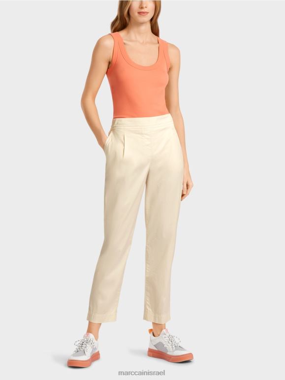 פשתן רך Marc Cain מכנסיים עם קפלים ורצועת מותן נמתחת הַלבָּשָׁה 62FRR621