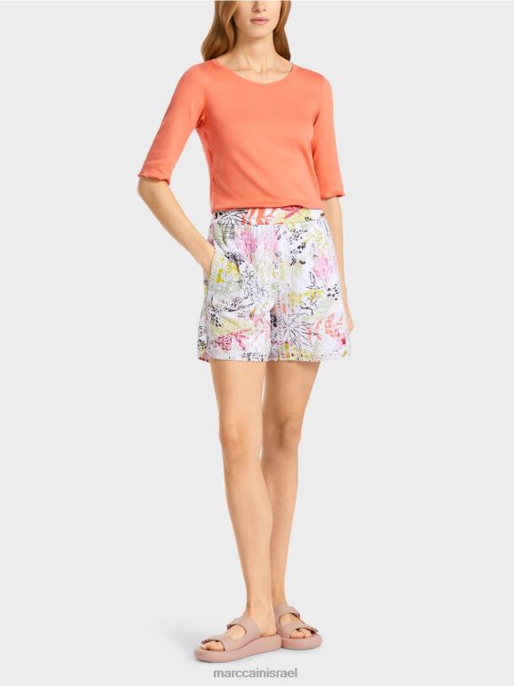 ליים קל Marc Cain מכנסיים קצרים צבעוניים עם הדפס ועבודות פתוחות הַלבָּשָׁה 62FRR625
