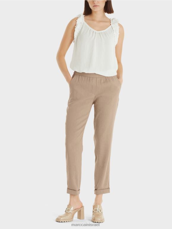 חול עמוק Marc Cain מכנסי פשתן עם חגורת מותן הַלבָּשָׁה 62FRR642
