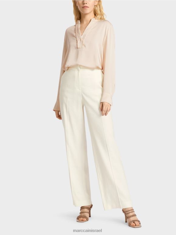 צבע קרם Marc Cain מכנסי פשתן ווקארי ויסקוזה הַלבָּשָׁה 62FRR645