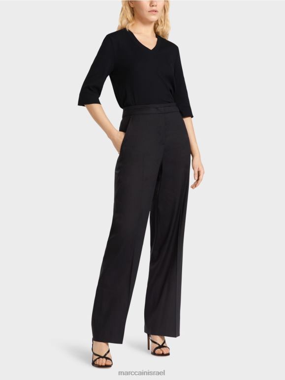 כחול חצות Marc Cain מכנסי פשתן ווקארי ויסקוזה הַלבָּשָׁה 62FRR662