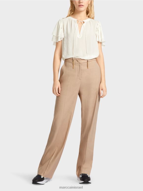 חול עמוק Marc Cain מכנסי פשתן ווקארי ויסקוזה הַלבָּשָׁה 62FRR673