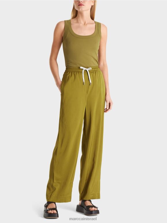 אוליב צהוב Marc Cain מכנסיים רפויים עם חגורת מותן הַלבָּשָׁה 62FRR695