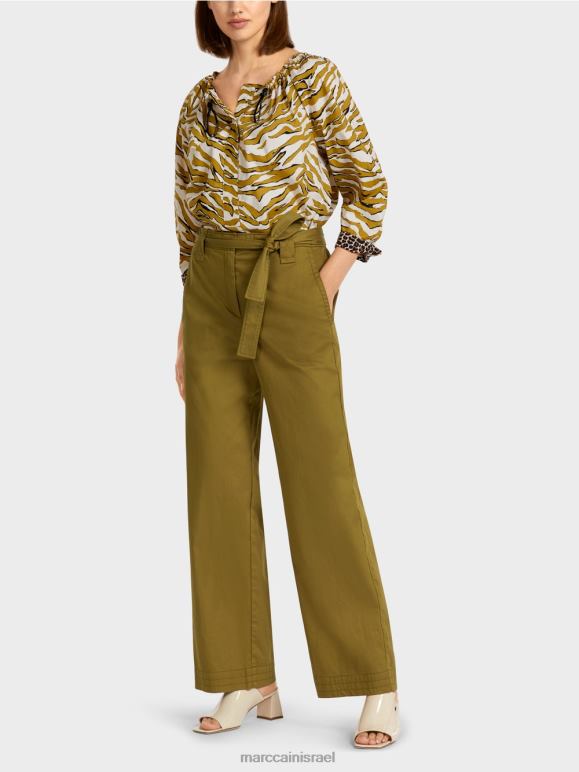 אוליב צהוב Marc Cain מכנסיים בסגנון "לחשוב מחדש ביחד". הַלבָּשָׁה 62FRR697