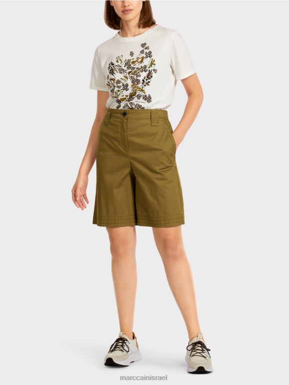 אוליב צהוב Marc Cain מכנסיים קצרים "לחשוב מחדש ביחד". הַלבָּשָׁה 62FRR707