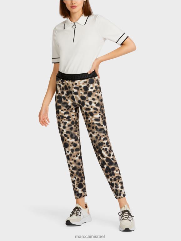 קפה קל Marc Cain מכנסיים נמתחים עם קמטים לחוץ הַלבָּשָׁה 62FRR708