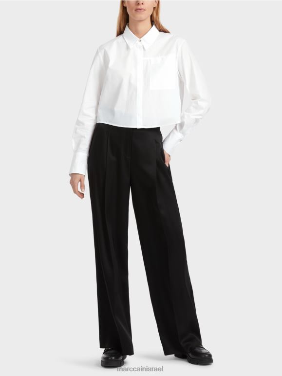 לבן Marc Cain חולצת כותנה קצרה הַלבָּשָׁה 62FRR840