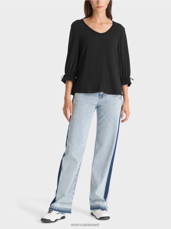 שָׁחוֹר Marc Cain חולצה בקו הַלבָּשָׁה 62FRR871