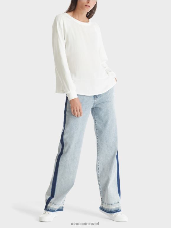 צבע קרם Marc Cain חולצת ראגלן עם תערובת חומרים הַלבָּשָׁה 62FRR872