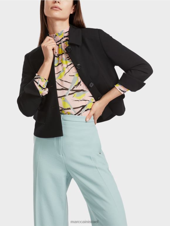 ורוד פודרה רכה Marc Cain חולצה שובבה עם עיצוב ציפורים הַלבָּשָׁה 62FRR882