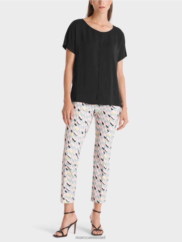 שָׁחוֹר Marc Cain חולצה טהרנית "לחשוב מחדש ביחד". הַלבָּשָׁה 62FRR887