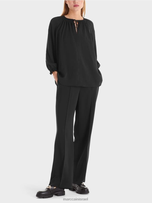 שָׁחוֹר Marc Cain חולצה "לחשוב מחדש ביחד" הַלבָּשָׁה 62FRR900