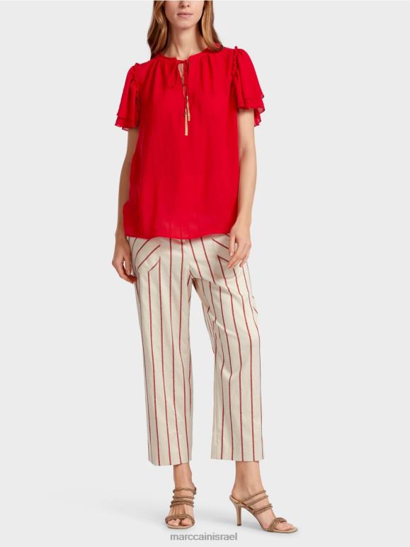 אדום עמוק Marc Cain טופ בסגנון חולצה "לחשוב מחדש ביחד". הַלבָּשָׁה 62FRR910