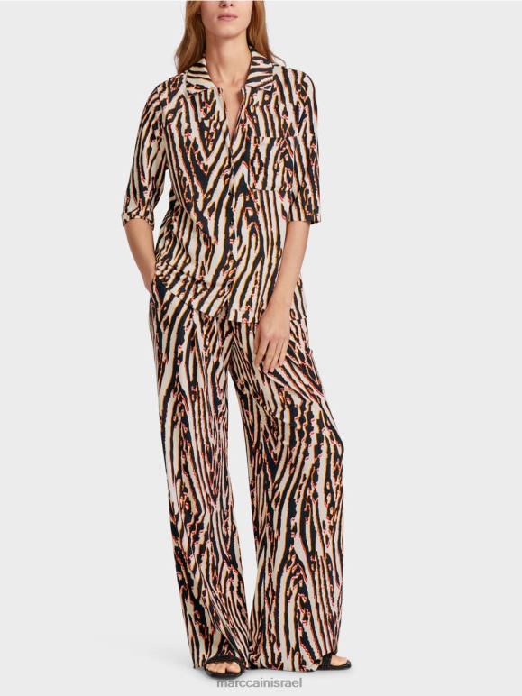 אדום עמוק Marc Cain חולצה עם הדפס פרווה של בעלי חיים הַלבָּשָׁה 62FRR919