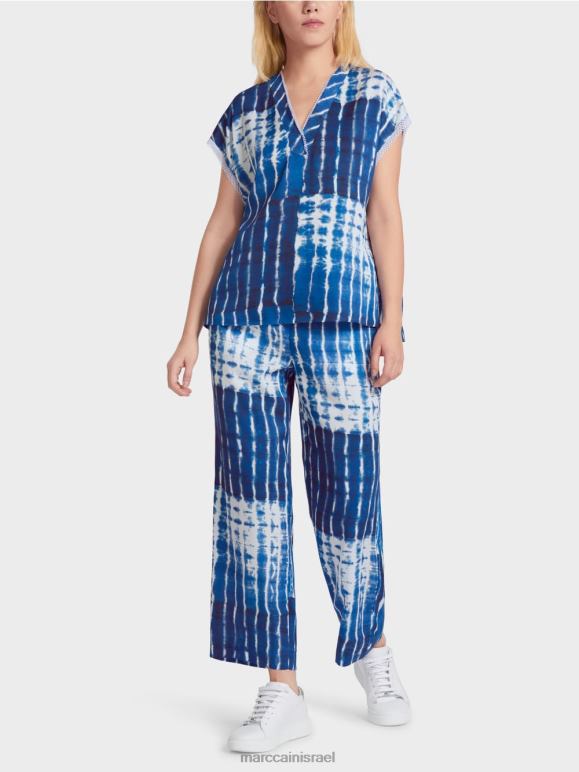 כחול חצות Marc Cain חולצת בטיק בעיצוב פסים הַלבָּשָׁה 62FRR921