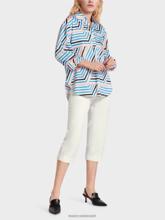 צבע תכלת Marc Cain חולצת פסים שובבה הַלבָּשָׁה 62FRR924