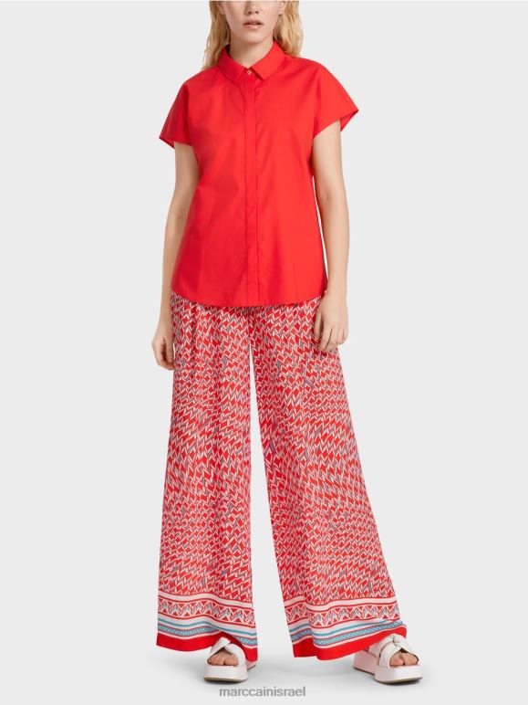 אש אדום Marc Cain חולצה "לחשוב ביחד" עם צווארון הַלבָּשָׁה 62FRR928