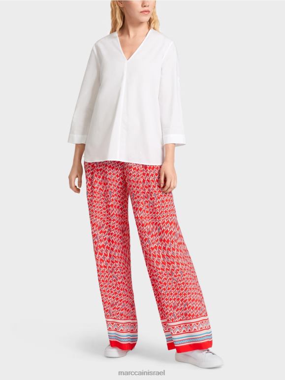 לבן Marc Cain חולצה "לחשוב ביחד" עם כרטיסיות הַלבָּשָׁה 62FRR931