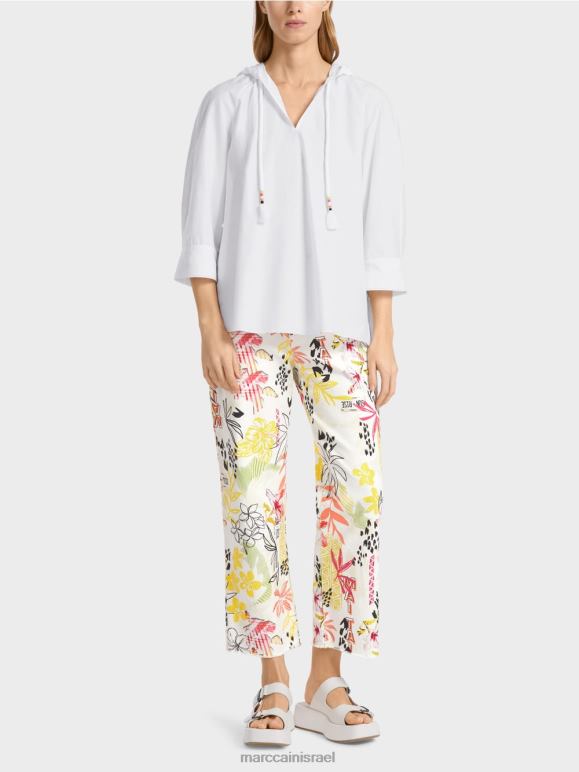 לבן Marc Cain חולצה נינוחה עם משי אלגנטי הַלבָּשָׁה 62FRR933