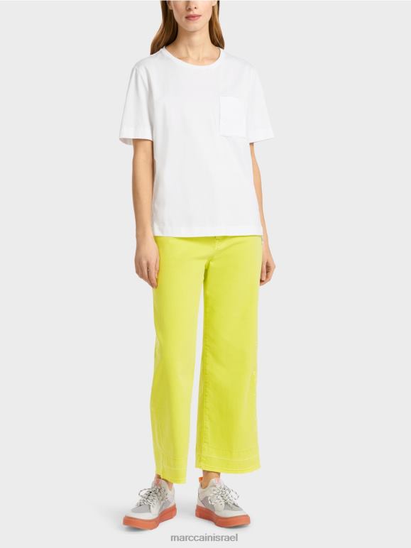 לבן Marc Cain חולצת טריקו עם תפר צד אלכסוני הַלבָּשָׁה 62FRR940