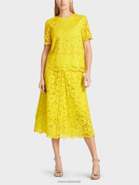 ירוק לימון Marc Cain חולצה מבד תחרה הַלבָּשָׁה 62FRR943