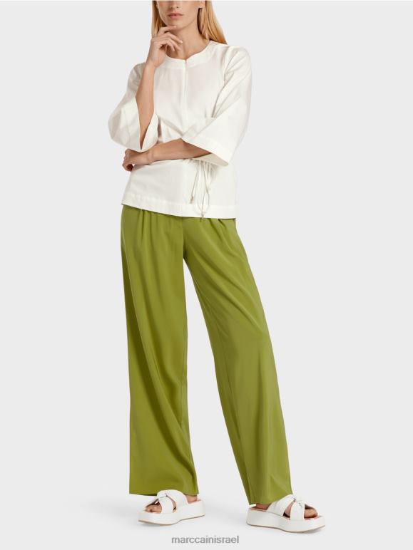 צבע קרם Marc Cain חולצת כותנה עם שרוולים ארוכים הַלבָּשָׁה 62FRR946
