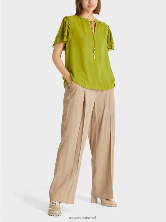 ירוק זית עמוק Marc Cain טופ בסגנון חולצה "לחשוב מחדש ביחד". הַלבָּשָׁה 62FRR953