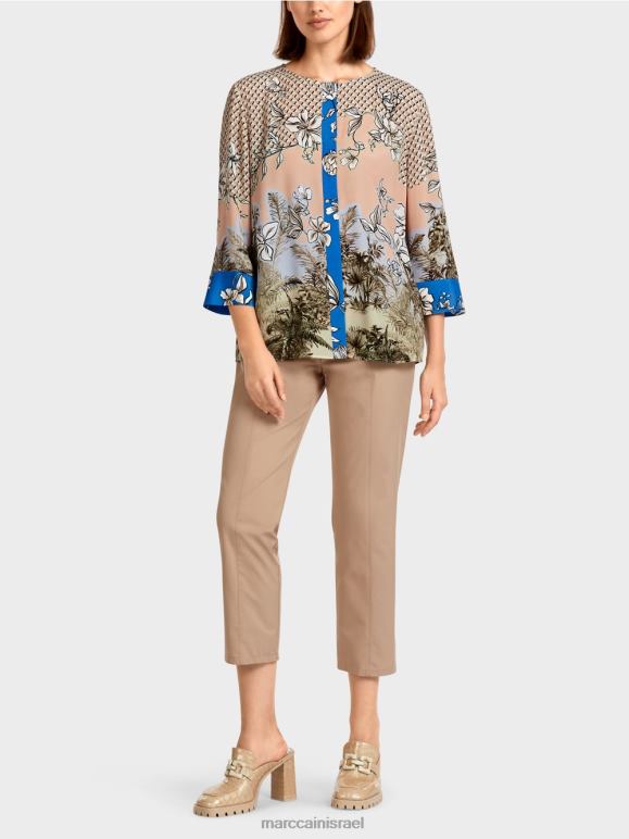 שיזוף בהיר Marc Cain חלק עליון בסגנון חולצה אלגנטי בשילוב דפוסים הַלבָּשָׁה 62FRR966