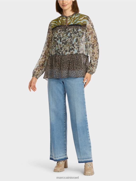 צוהר רך Marc Cain חלק עליון בסגנון חולצה עם שילוב דפוסים הַלבָּשָׁה 62FRR967