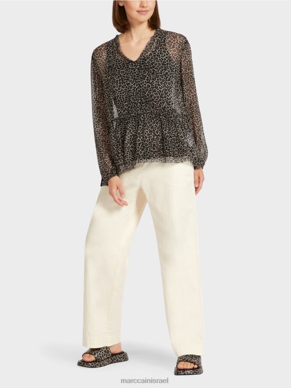 קרם אבקה Marc Cain טופ ויסקוזה אוברסייז עם הדפס נמר הַלבָּשָׁה 62FRR979