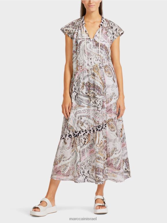 צבע קרם Marc Cain שמלה עם קומות אסימטריות הַלבָּשָׁה 62FRR98