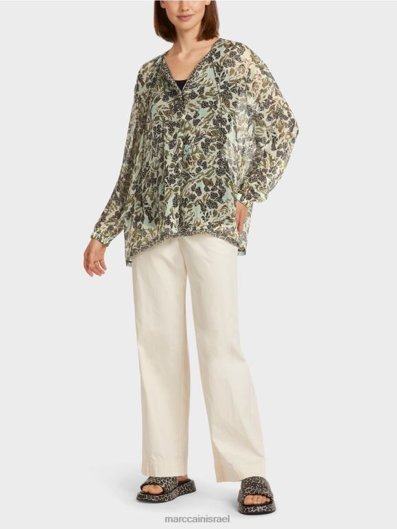 צוהר רך Marc Cain טופ בסגנון חולצה בקרפ ויסקוזה הַלבָּשָׁה 62FRR981
