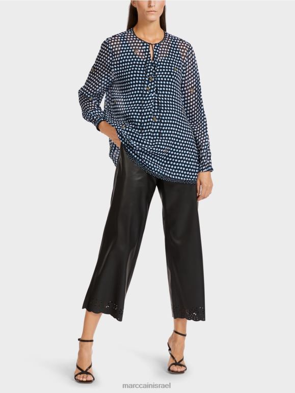 שָׁחוֹר Marc Cain חולצת ויסקוזה עם מוטיב נקודות ודבורה הַלבָּשָׁה 62FRR989