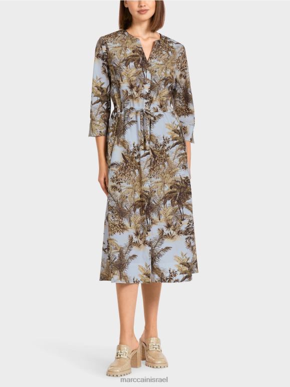 כחול פודרה בהיר Marc Cain שמלת אוברסייז עם שרוך הַלבָּשָׁה 62FRR99