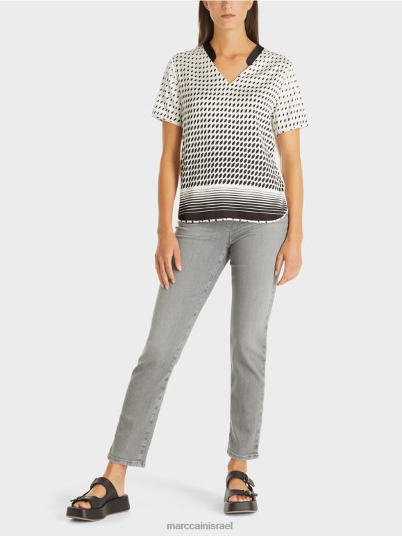 ורוד שקוף חדש Marc Cain חולצה עם שילוב דפוסים הַלבָּשָׁה 62FRR994