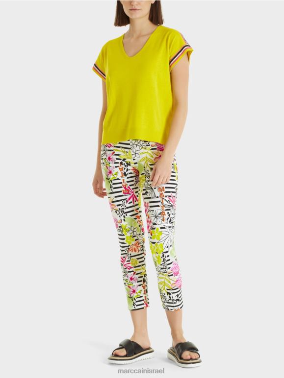 ליים קל Marc Cain סוודר סרוג נינוח עם צווארון V הַלבָּשָׁה 62FRR1137