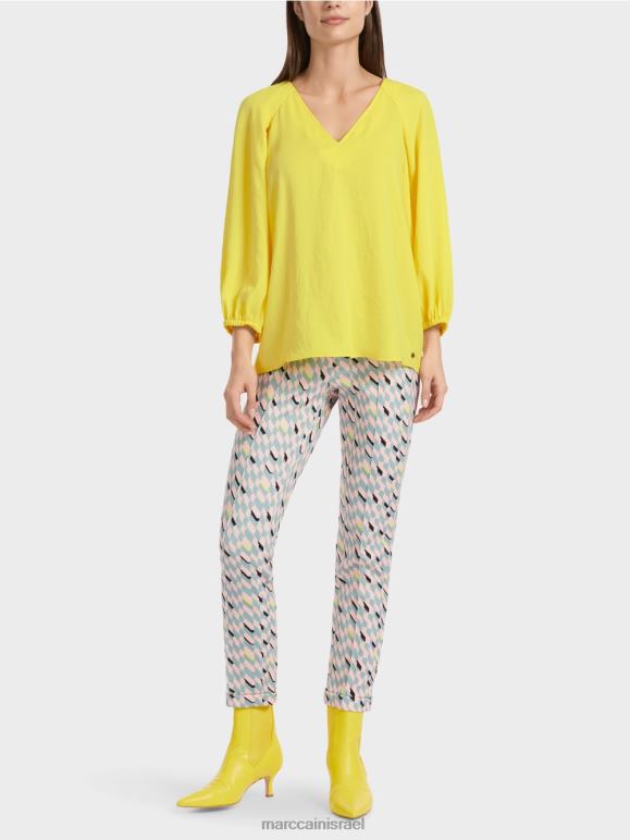 לימון רך Marc Cain צווארון V "לחשוב מחדש יחד חולצה הַלבָּשָׁה 62FRR880