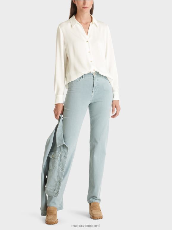 צבע קרם Marc Cain חולצת חולצה קלאסית עם צווארון V הַלבָּשָׁה 62FRR884