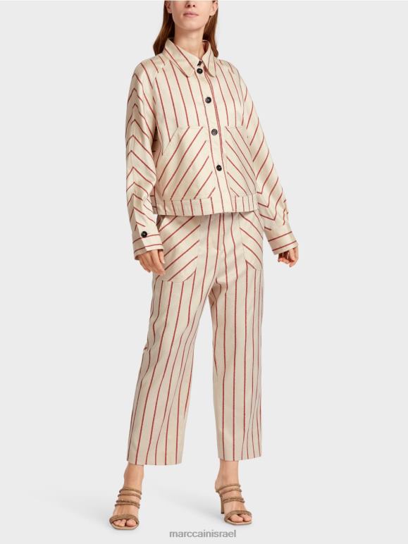 אדום עמוק Marc Cain ז'קט פסים ב-lyocell הַלבָּשָׁה 62FRR353
