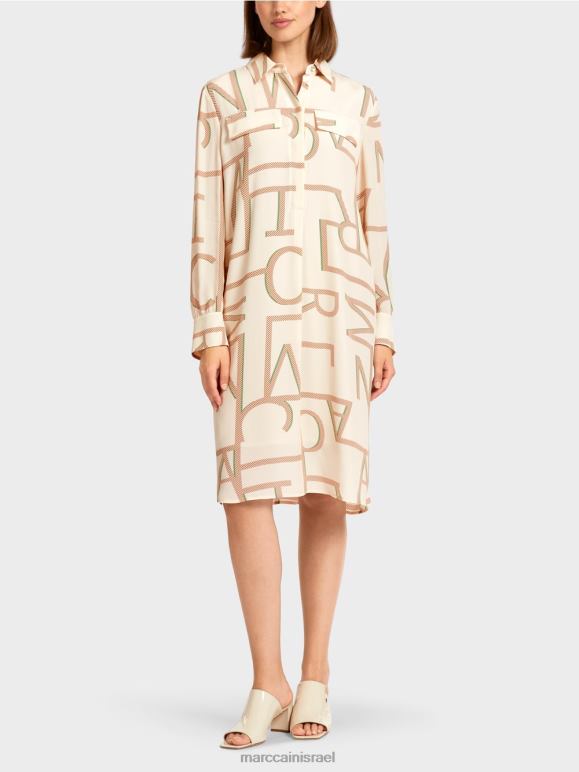 קרם Marc Cain שמלת חולצה עם כיתוב mc הַלבָּשָׁה 62FRR123