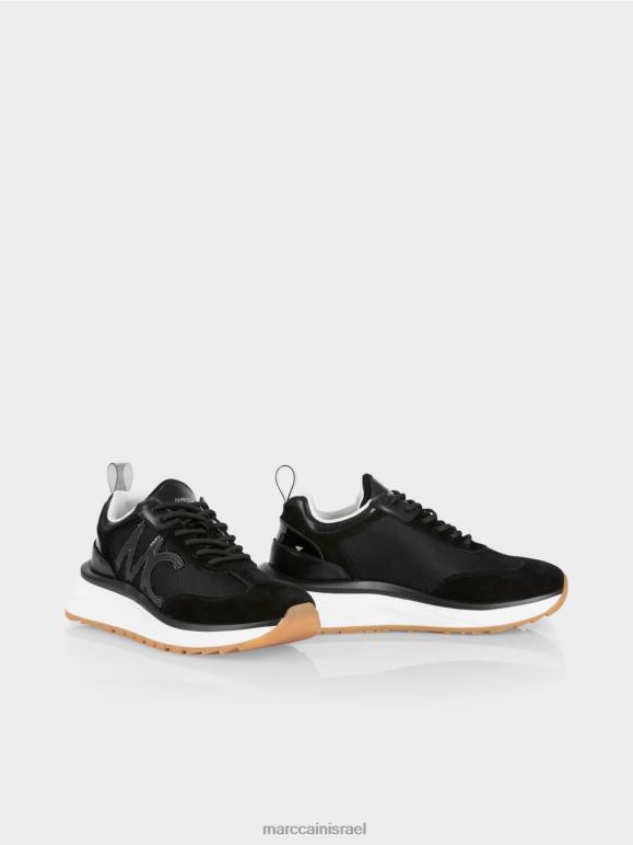 שָׁחוֹר Marc Cain נעלי ספורט עם לוגו mc הַנעָלָה 62FRR1589
