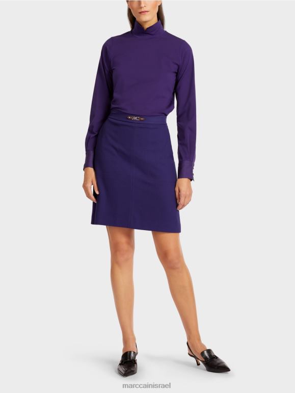 סגול מלכותי Marc Cain חצאית בגזרה דקיקה עם שרשרת mc דקורטיבית הַלבָּשָׁה 62FRR514