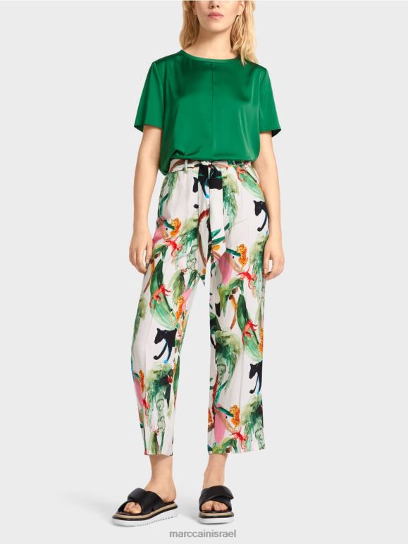 צבע קרם Marc Cain מכנסי wardha paperbag הַלבָּשָׁה 62FRR654