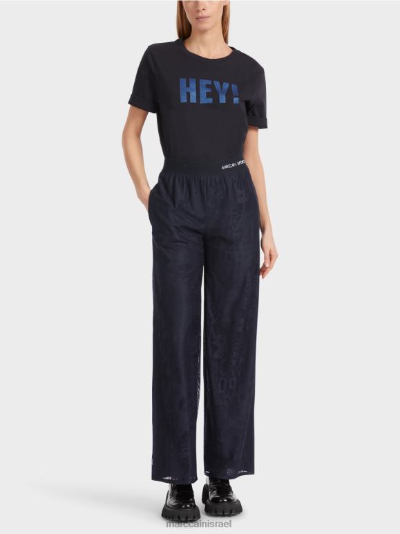 כחול חצות Marc Cain מכנסיים רחבים של welby בתחרת טול הַלבָּשָׁה 62FRR543